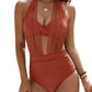 🌊 Costum de baie femei cu decolteu halter, modelator talie, material elastic confortabil pentru plajă