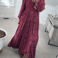 💃Rochie lungă pentru femei, cu talie smocată, din rayon floral, căptușită