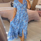 【S-4XL】💝Rochie cu imprimeu floral și decolteu ascuțit
