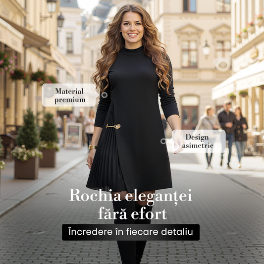 📢📢REDUCERE DE 60%!! 💝Rochie elegantă cu mâneci lungi și pliuri