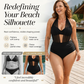 🌊 Costum de baie femei cu decolteu halter, modelator talie, material elastic confortabil pentru plajă