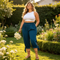 ☀️Pantaloni capri casual pentru femei, cu talie elastică