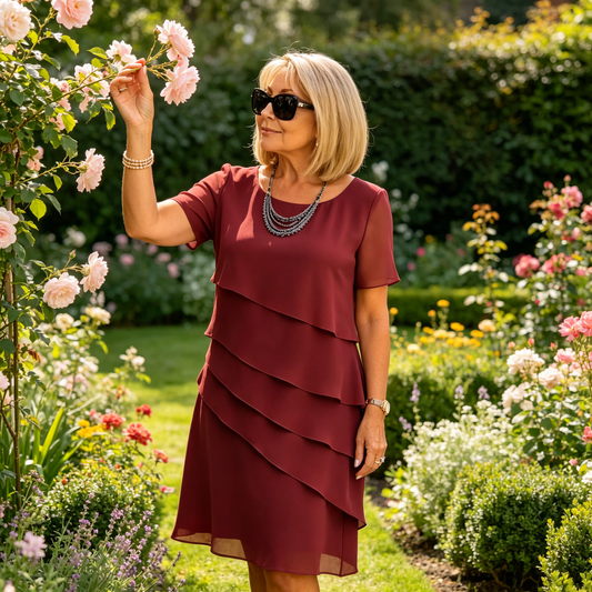 ❤️ Rochie midi femei elegantă din șifon plisat, vaporoasă și confortabilă pentru ocazii speciale