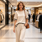 🧶 Set damă 2 piese cu top tricotat și pantaloni largi