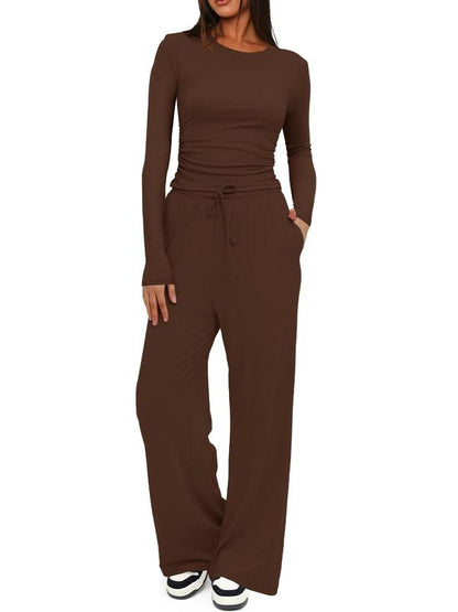 🔥ULTIMA ZI 50% REDUCERE👚2026 Set pantaloni largi cu mâneci lungi pentru femei, pentru ținute casual 💕