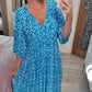 🌸 Rochie Lungă cu Print și Decolteu V, Talie Elastică cu Şniur, Feminină și Elegantă pentru Vară ✨