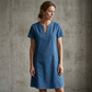 😍 Rochie din denim pentru femei, cu decolteu în V