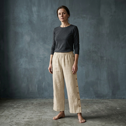 🌺Reducere de vară 45% OFF💐Pantaloni scurți, casual, uni, lejeri, cu nasturi laterali