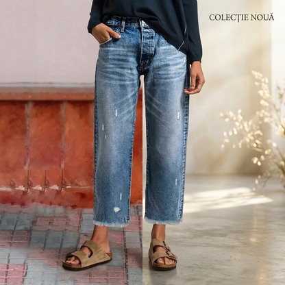 💝Reducere de 40%👖Blugi retro pentru femei, croiți drept, cu talie joasă