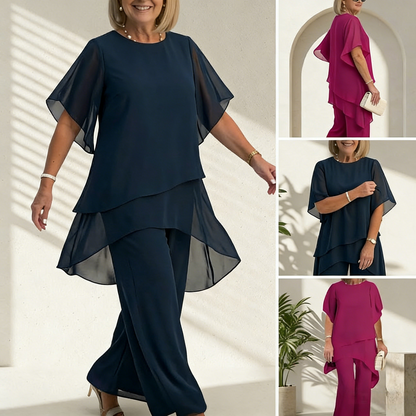 📢📢REDUCERE DE 60%!! ✨💝Moda de vara Chiffon doamnelor Plus Dimensiune două piese Set