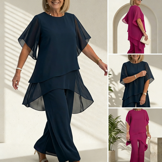 📢📢REDUCERE DE 60%!! ✨💝Moda de vara Chiffon doamnelor Plus Dimensiune două piese Set