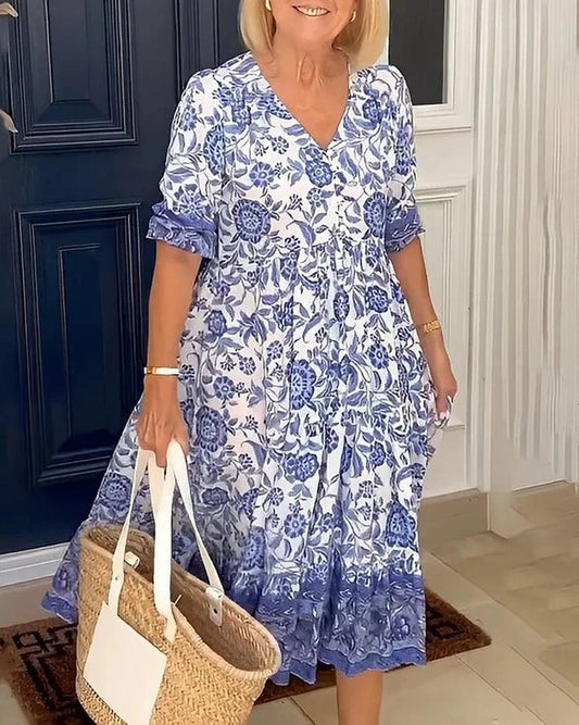 🎉Reducere limitată în timp💝Ofertă specială💝👗Rochie confortabilă în stil boem, cu decolteu în V, ultimul model✨