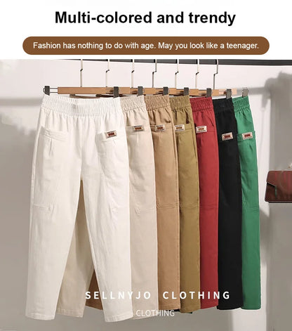 ✨ Pantaloni din bumbac prevăzuți cu talie elastică și picior lat confortabil