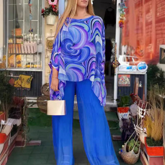 💞Set colorat de vară pentru femei din sifon colorat din 2 piese