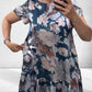 🌸Rochie florală cu mânecă scurtă, cu gât rotund, lejeră💃
