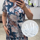 🌸Rochie florală cu mânecă scurtă, cu gât rotund, lejeră💃