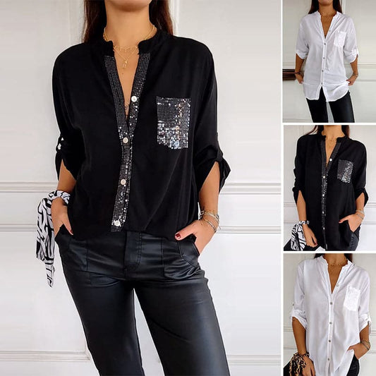 🔥2026 HOT SALE🔥Casual Patchwork Top with Sequins