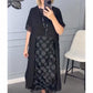 Rochie neagră elegantă cu gât în V pentru femei cu jachetă neregulată Set din două piese