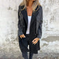 Palton din denim cu guler și model patchwork