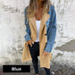 Palton din denim cu guler și model patchwork