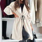 Femeii Trendy cravată talie Hooded haină lungă