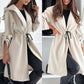 Femeii Trendy cravată talie Hooded haină lungă
