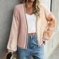 Pulover cardigan tricotat scurt Color-Block pentru femei