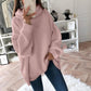 📦Livrare gratuită📦Pulover tricotat de culoare solidă cu guler Turtleneck supradimensionat pentru femei