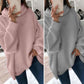 📦Livrare gratuită📦Pulover tricotat de culoare solidă cu guler Turtleneck supradimensionat pentru femei
