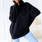 📦Livrare gratuită📦Pulover tricotat de culoare solidă cu guler Turtleneck supradimensionat pentru femei