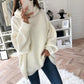 📦Livrare gratuită📦Pulover tricotat de culoare solidă cu guler Turtleneck supradimensionat pentru femei