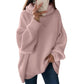 📦Livrare gratuită📦Pulover tricotat de culoare solidă cu guler Turtleneck supradimensionat pentru femei