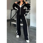 🔥 Jachetă cu fermoar cu dungi pentru femei și pantaloni casual 2-Piece Set