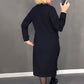Rochie elegantă neagră cu mânecă lungă pentru femei