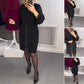 Rochie midi neagră cu decor din pietre prețioase