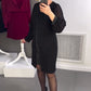 Rochie midi neagră cu decor din pietre prețioase
