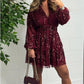 Femeii la modă paiete V-neck Mini rochie