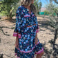 🌸Rochie casual cu flori și decolteu cu nasturi