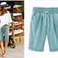 Plus Dimensiune culoare solidă Elastic talie talie vrac cropped pantaloni scurți