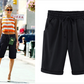 Plus Dimensiune culoare solidă Elastic talie talie vrac cropped pantaloni scurți