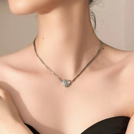💝Reducere de 50%💝Colier magnetic cu inimă și diamante✨