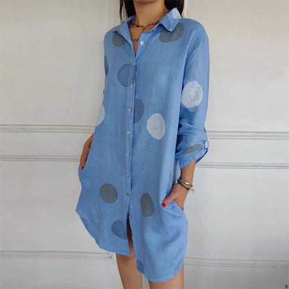 【S-3XL】🌸Rochie cămașă cu nasturi imprimate casual pentru femei