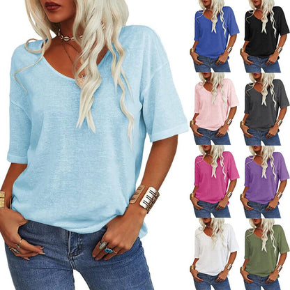 🔥Tricou simplu pentru femei cu decolteu în V