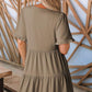 🌈Rochie casual pentru femei, cu guler în V, volane, croială A, lejeră, tip cămașă