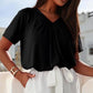 💖 V-Neck Casual plisat cu mânecă scurtă Top