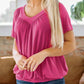 💖 V-Neck Casual plisat cu mânecă scurtă Top