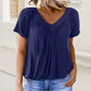 💖 V-Neck Casual plisat cu mânecă scurtă Top