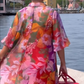 Rochie roșie din șifon cu imprimeu floral