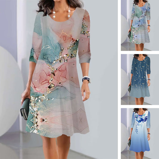 Rochie de damă, elegantă, cu imprimeu floral, cu o formă lejeră