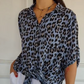 🎉Cămașă elegantă cu mânecă ajustabilă și rever cu imprimeu leopard